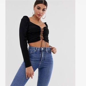 Plus Size Lace Up Long Sleeve